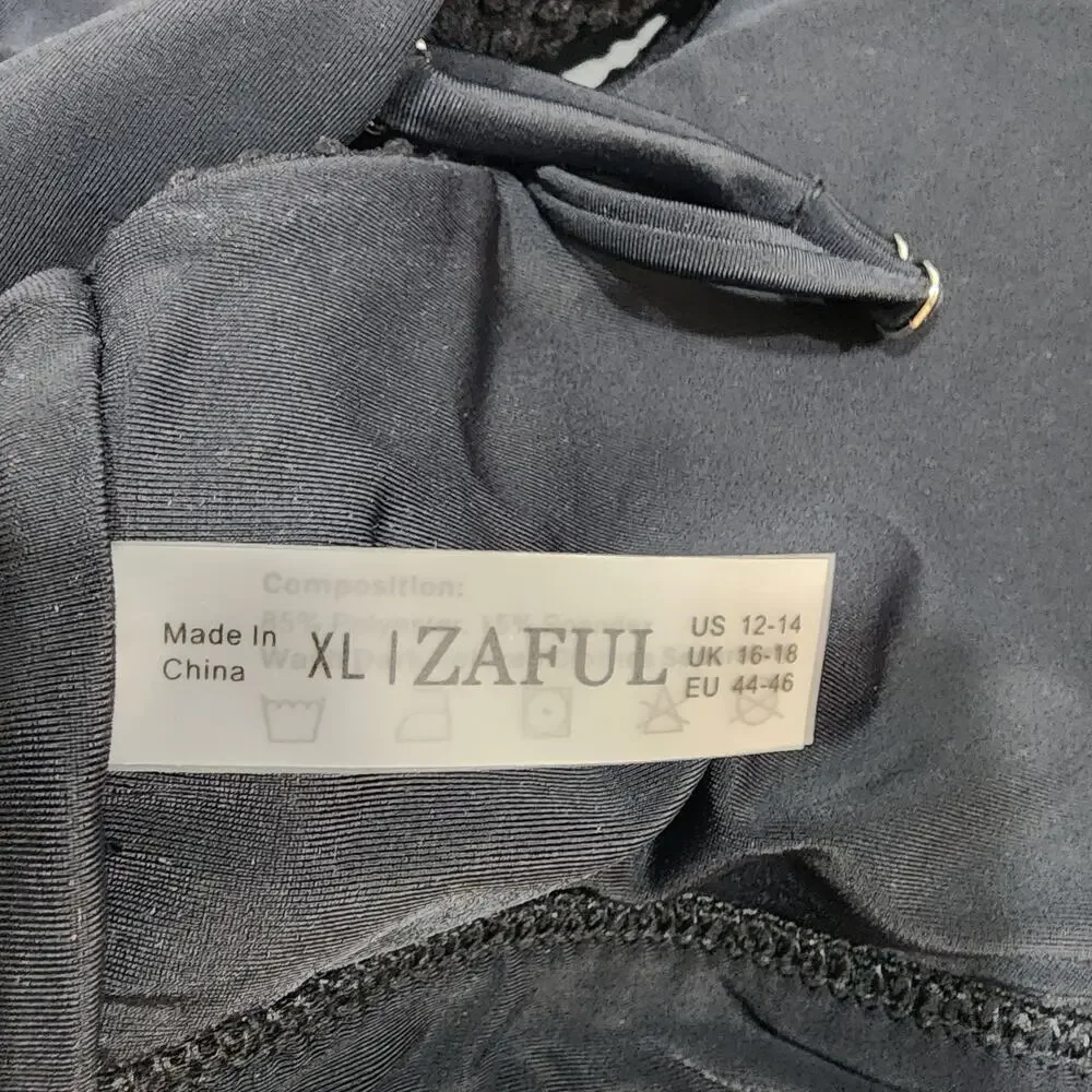 Zaful Swim‎ Bikini Top Black Textured Size XL - Picture 4 of 8